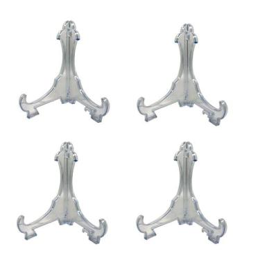 Imagem de Kit 4 Peças Suporte P/ Pratos Acrílico Transparente 24cm