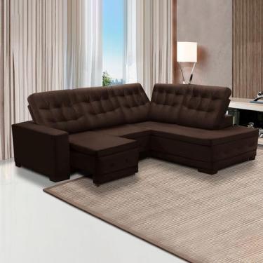 Imagem de Sofá Canto Chaise Dueto 250 x 205 Cm Retrátil Mola Bonnel Reclinável V