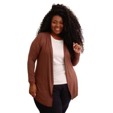 Imagem de Cardigan Plus Size Casaquinho Manga Longa KIMONO Feminino - FR Moda Fi