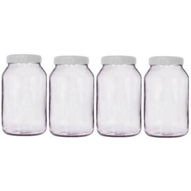 Imagem de 4 potes de vidro 3 litros tampa de plástico - GGABC, Branco