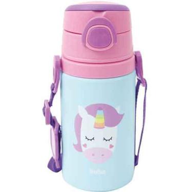 Imagem de Garrafinha Alumínio Canudo Animal Fun Unicórnio 400Ml Buba