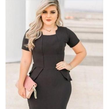 Imagem de Vestido Plus Size Peplum Blazer Moda Feminina Evangélica - Miss Flower
