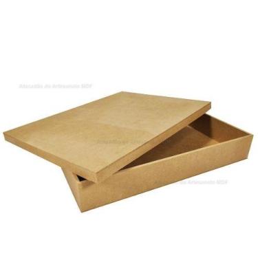 Imagem de Caixa Retangular Tampa Sapato 33x25x6 MDF Madeira - Atacadão do Artesa