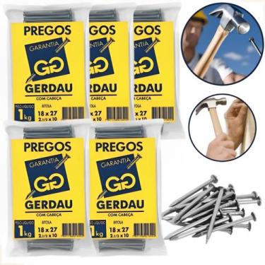 Imagem de Prego 18x27 Com Cabeça Aço Polido Resistente 5 Kg Não Oxida - Gerdau
