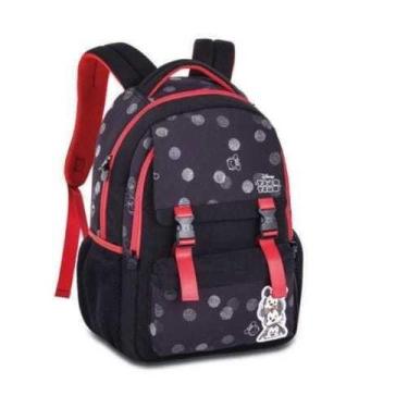 Imagem de Mochila Costas Mickey Tsumsum Escolar Preta E Vermelho Clio juvenil - 