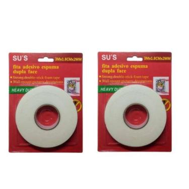 Imagem de Kit 2 Fitas Adesiva Dupla Face 1,8 cm 5 metros Quadros - CRB