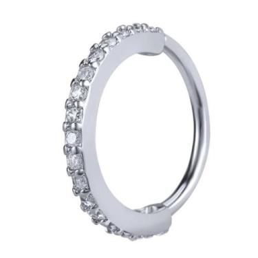 Imagem de Piercing Argola Cravejada 8mm Prata 925 Septo Daith Helix - MPJoias