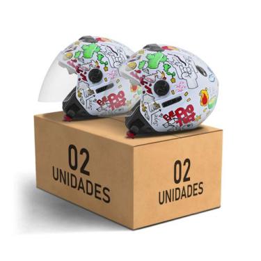 Imagem de Kit 2 Capacete Aberto New Atomic Universe Pro Tork Brilhante Moto Masc