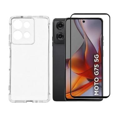 Imagem de Kit Capa Case Anti Shock + Película de Vidro 3D Para Motorola Moto G75