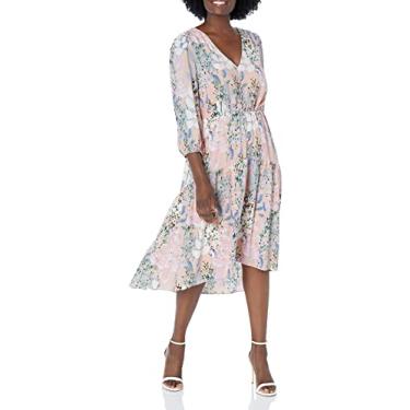 Imagem de Adrianna Papell Vestido feminino estampado floral com botões, Blush Multi, 42