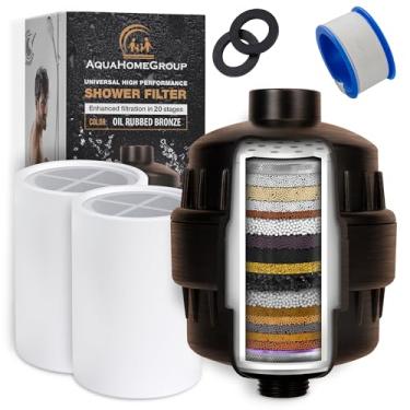 Imagem de AquaHomeGroup Filtro de Chuveiro de 20 Estágios com Vitamina Cea para Água Dura- Filtro de Alto Rendimento para Remover Cloro e Flúor- 2 Cartuchos de Substituição- Filtro de Chuvei (20 Estágio)