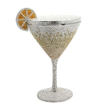 Imagem de UMREN Bolsa feminina de strass com taça de coquetel exclusiva de cristal bolsa de festa de casamento bolsa de formatura amarela