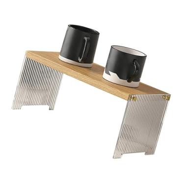 Imagem de Prateleira de Armazenamento de Caneca de café, Organizador de Caneca de café de Madeira de 2 Camadas, Suporte de Copo, Organizador de Bancada Estável de Grande Capacidade (Cor de