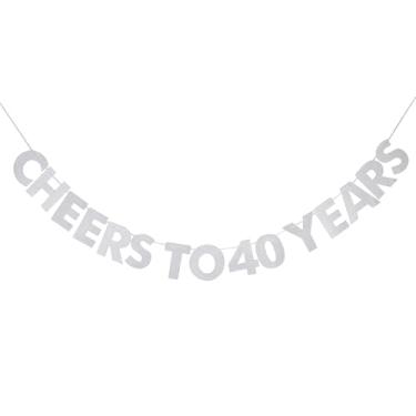 Imagem de Bandeira de torcida para 40 anos, aniversário de 40 anos, aniversário de casamento, festa de aposentadoria, decoração de sinais, acessórios de foto, lembranças de festa, suprimentos, presentes, temas e ideias