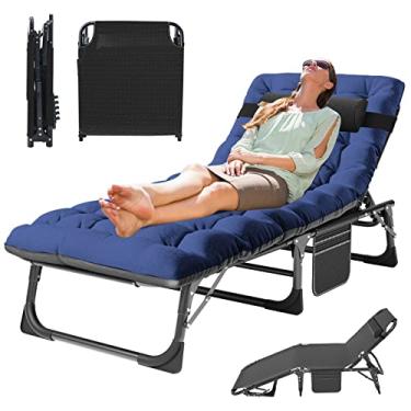 Imagem de MOPHOTO Cadeira dobrável com 5 posições, berço dobrável, cadeira de espreguiçadeira dobrável portátil para uso ao ar livre, para bronzeamento solar, perfeita para piscina, praia, pátio, banhos de sol