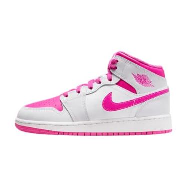 Imagem de Jordan Tênis escolar de grau médio Air 1, Iris Whisper/Fire Pink-branco, 19