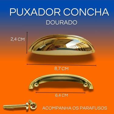 Imagem de Puxador Concha Puxador Armário Gaveta Colonial Kit 08 Pçs - Compras Fá