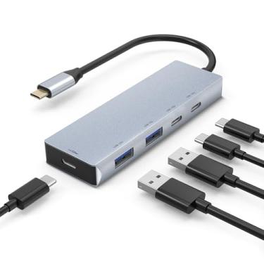 Imagem de Leinsis Hub USB 3.2 de 10 Gbps, 4 portas USB 3.2 HUB com 2 USB-C 3.2 e 2 USB-A 3.2, carregamento rápido PD de 100 W para MacBook Pro, MacBook Air, laptops Acer, laptops HP, iPad Pro More. (prata