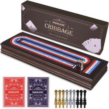 Imagem de Conjunto de jogos de tabuleiro Cribbage VAMSLOVE, placar de madeira de 40 cm com 3 faixas