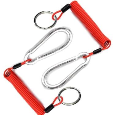 Imagem de Malloryx Cabo de reboque breakaway de 1,8 m com cabo de freio de reboque de pinos RV de aço inoxidável mola de reboque alças de segurança clipe de aterro, para interruptor de breakaway