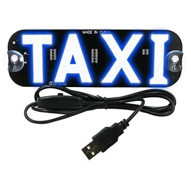 Imagem de YSY Placa de LED azul para decoração, gancho de táxi piscante na janela do carro com carregador de carro DC12V lâmpada de luz de táxi inversor (azul, interruptor USB)