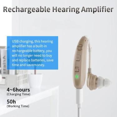 Imagem de Aparelho Auditivo Recarregável via USB - Mini e Portátil