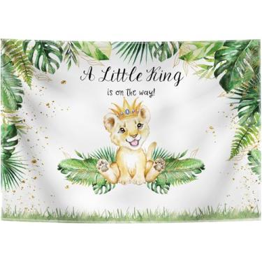 Imagem de 2,5 m Leão Um Pequeno Rei está a Caminho Fundo de Chá de Bebê Safári Bebê Menino Leão Chá de Bebê Festa Bolo Decoração de Mesa Banner Foto Cabine Adereços