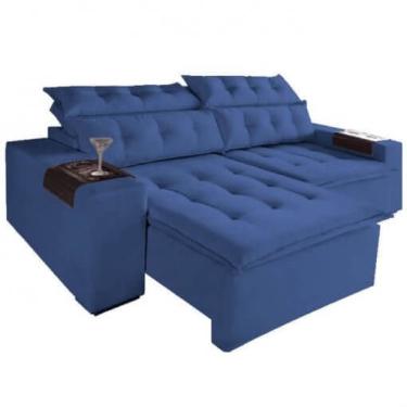 Imagem de Sofá retrátil e reclinável 2m carioca azul
