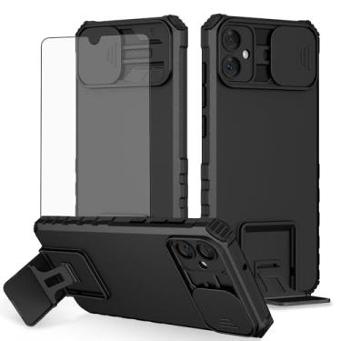Imagem de Asuwish Capa de telefone para Samsung Galaxy A06 5G com protetor de tela de vidro temperado e capa de câmera deslizante com suporte suporte rígido à prova de choque macio fino TPU acessórios para