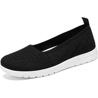 Imagem de Sapatos Ortopédicos De Plataforma Sapatos Femininos De Caminhada De Lazer Tênis Slip-on Clássicos Tênis De Corrida De Malha Respirável De Verão Tênis Leves, Black, 5.5 UK