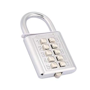 Imagem de Akozon Combination Padlock de 5 Dígitos, Trava de Senha de Liga de Zinco para Porta Segura, Escola, Academia, Cerca, Proteção do Armário - Código Sem Chave Padlock Em Prata (Silver elétrica de 10