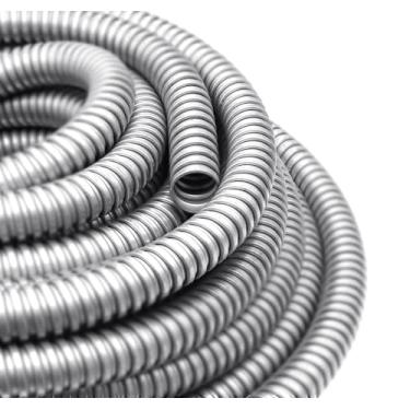 Imagem de Xadnitu Conduíte elétrico de parede reduzida flexível de 9,5 cm, tubo de manga de cabo galvanizado de ferro de 25 pés para gerenciamento de cabos industriais, residenciais, fiação e proteção