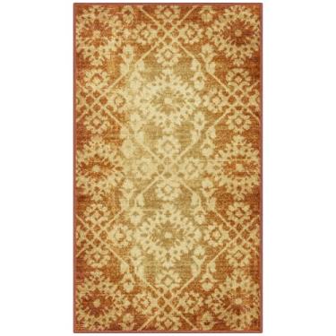 Imagem de Maples Rugs Tapetes Arden Vintage envelhecidos – Feito nos EUA – Lavável, Tapete antiderrapante para entrada, hall de entrada, cozinha e banheiro, 51 x 86 cm, ouro/terracota