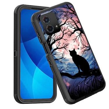 Imagem de GFEWYTJYJ Capa para Moto G Stylus 5G 2023, à prova de choque, 3 camadas, proteção total do corpo, capa rígida resistente e de alto impacto para Motorola Moto G Stylus 5G 2023, preto gato luar