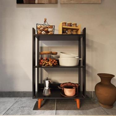 Imagem de Balcão de Cozinha Organizador Com Pés de Madeira Maciça Armário Compac