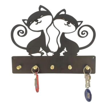 Imagem de Porta Chaves Gatinhos Com 5 Ganchos E Dupla Face - 25cm - By Hands