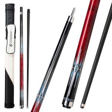 Imagem de CUEDESG Taco de sinuca de fibra de carbono 10,5 mm/11,8 mm/12,5 mm, bastão de sinuca de baixa deflexão, bastão profissional com estojo (YQ_Red_10,5 mm)