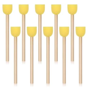 Imagem de Conjunto de 4 pincéis de esponjas redondas esponjas redondas para pintura acrílica e pintura facial, pincéis artísticos e artesanatos, 4 tamanhos mistos, amarelo