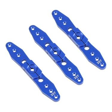 Imagem de TGCWENG 3 Pcs Aluminum RC Clamping 25T Servo Horn Double Arm Steering Arms Compatible for Futaba Axial Savox Xcore MG995 MG996R MG946R Power HD HSP Servos Motor 1/8 1/10 RC Car Upgrades (Blue)