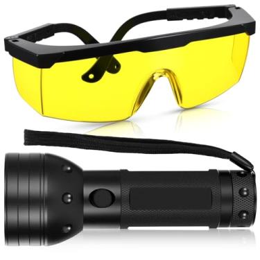 Imagem de Tellegloww Kit detector de vazamento AC UV óleo de detecção de vazamento inclui lanterna LED e óculos de proteção UV com caixa para ferramenta de detecção de refrigerante de carro (51 LED)