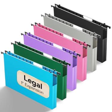 Imagem de NORDUN Pastas de arquivo de plástico tamanho ofício, expansão resistente de 2,5 cm com abas ajustáveis, pacote com 12 pastas suspensas expansíveis legais reforçadas, pasta de arquivo para arquivos