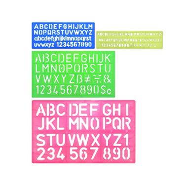 Imagem de DS. DISTINCTIVE STYLE Conjunto de 4 estêncis de letras de plástico para estêncil de letras de tamanhos variados para aprendizagem, pintura, scrapbooking