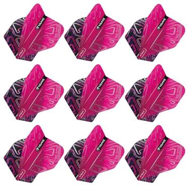 Imagem de RED DRAGON Yin Yang Double Sided Pink & Black Standard Dart Flights 3 conjuntos por pacote (9 voos de dardo no total)