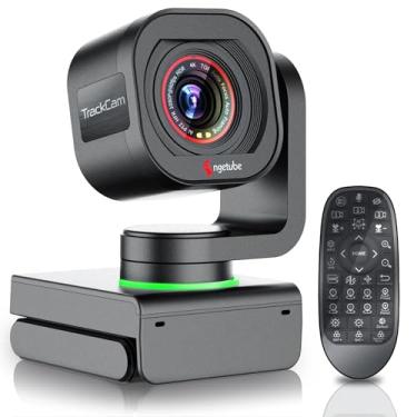 Imagem de Angetube Webcam TrackCam 4K para PC/Mac - Câmera de streaming de rastreamento IA com controle remoto, controle de gestos, PTZ, HDR, microfones, câmera web para computador desktop, laptop, reunião,