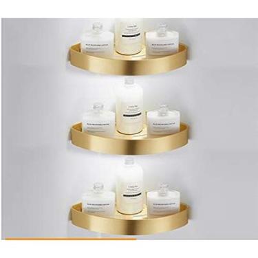 Imagem de Rack De Banheiro Montado Na Parede Prateleira De Canto Montada Em Alumínio Saboneteira De Banheiro Prateleira De Chuveiro De Banho Dourado Escovado Suporte De Xampu De Ba, 3tier Brushed Gold