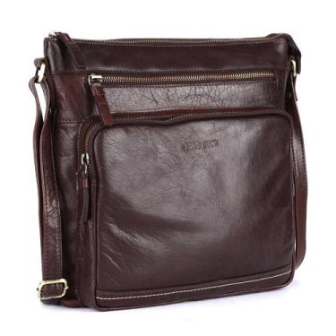 Imagem de Bolsa transversal LEDERBUCK Olga Large de couro macio marrom