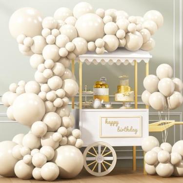 Imagem de ZJHAI 150 balões brancos marfim, tamanhos diferentes, 46, 25, 25, 12, 12 cm, balões de látex para festa de casamento com tema marfim branco, chá de bebê, suprimentos de aniversário de graduação, kit