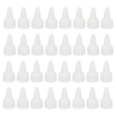 Imagem de PATIKIL Tampas de garrafa torcidas 20/410, 50 peças de tampas de substituição de garrafas de plástico com borda nervurada com junta de espuma para tampas de tinta, distribuição de cola, branco