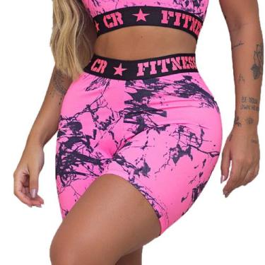 Imagem de Short Elastico Exposto Feminino Academia - CR FITNESS, Rosa marmore, P