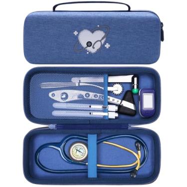 Imagem de XANAD Estojo Para Estetoscópio 3M Littmann Cardiology Iii, Ii, Iv, Master Cardiology/Mdf Mdone Em Aço Inoxidável, Bolso Extra Acessórios De Médico E Enfermeiro - Azul